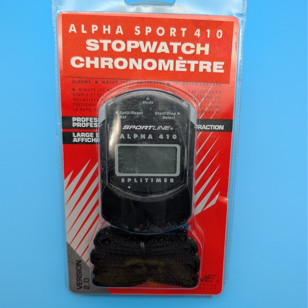 Sportline Alpha 410 Stopwatch Split Timer New Sealed Vintage Fitness Lanyard